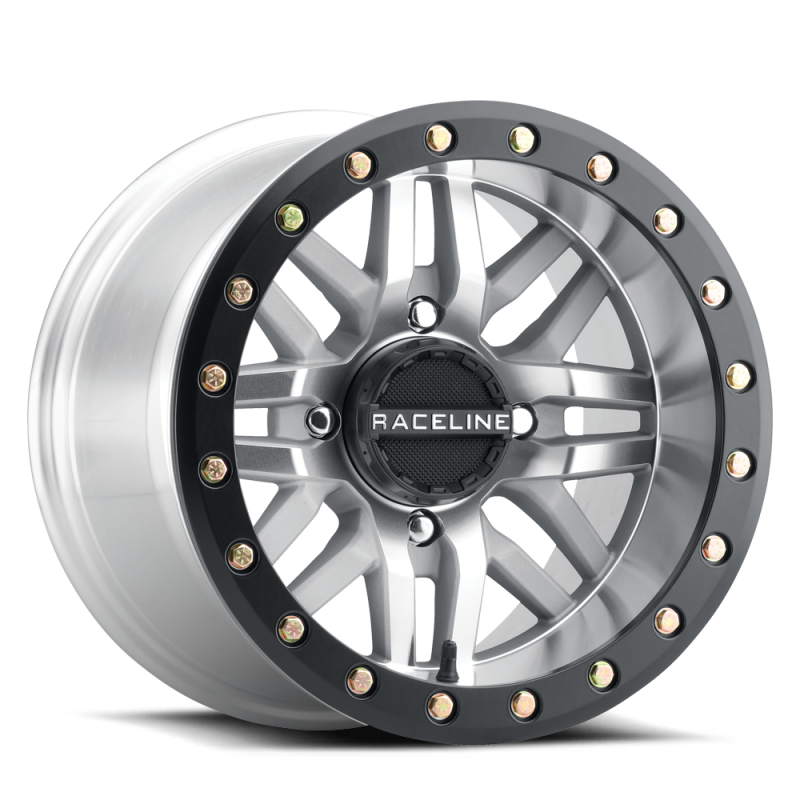 Raceline A91MA Ryno 14x7in/4x137 BP/10mm Offset/110.18mm Bore - Machined & Black Ring Beadlock Wheel thumbnail 4
