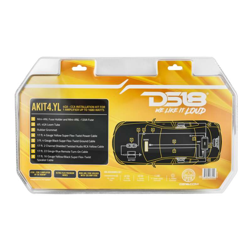 DS18 4-GA Amplifier Install Kit Advance- Yellow thumbnail 6