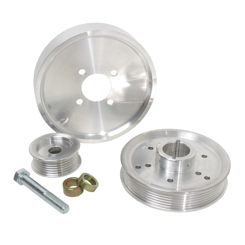 BBK 02-04 Mustang 4.6 GT Underdrive Pulley Kit - Lightweight CNC Billet Aluminum (3pc) thumbnail 2