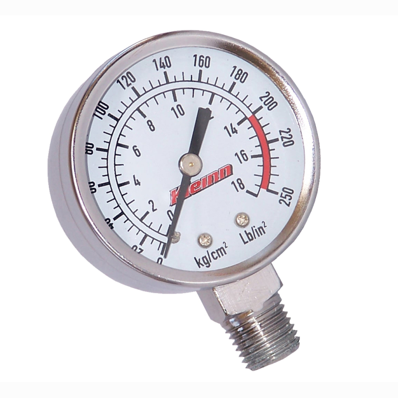 Kleinn Stem Mount Analog Chrome-Plated Air Gauge/ 0-250 PSI - 1/4In M NPT Inlet thumbnail 2