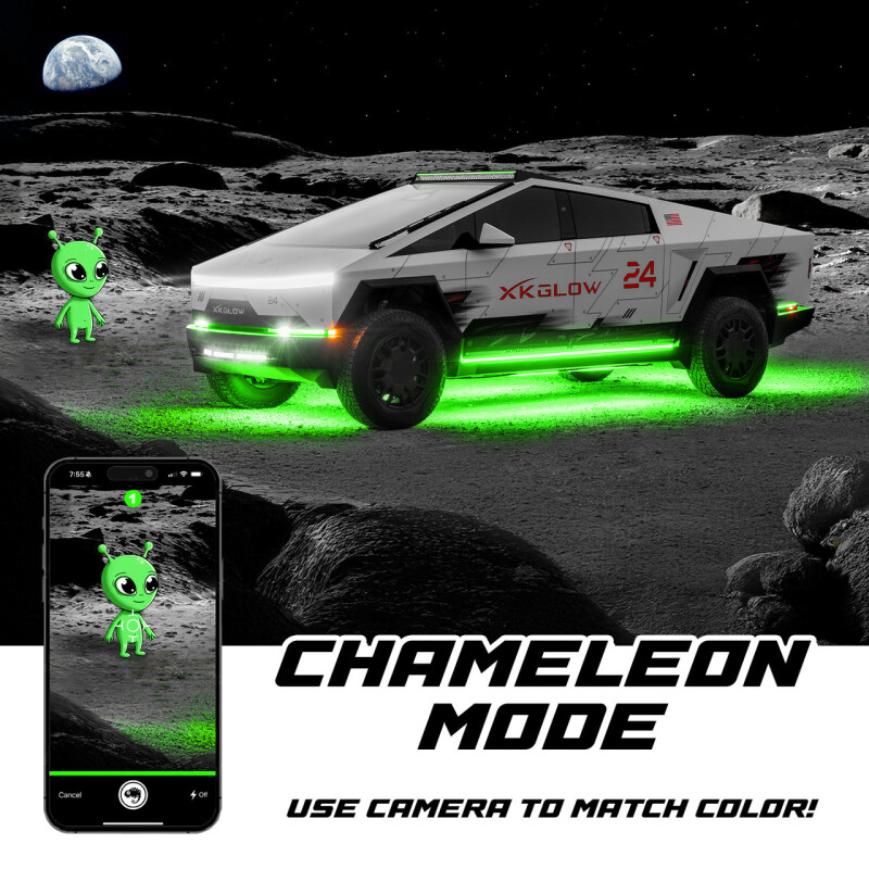 XK Glow Tesla Cybertruck XKmax 50in Roof LED Off-Road Light Bar w/ RGBW Chasing DRL & App Control