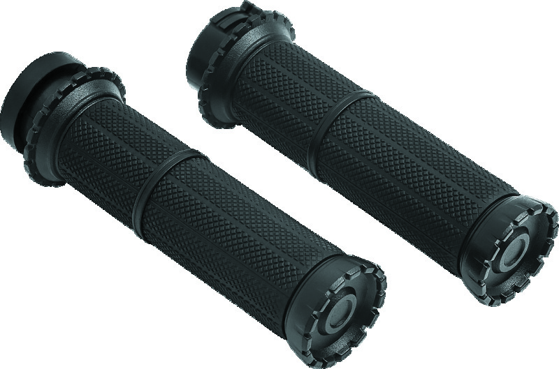 Kuryakyn Riot Grips 3582 Grips, Riot, Aluminum, Black, Twist Throttle Compatible, 1 in. Bar Diameter, Harley-Davidson®, Pair thumbnail 2
