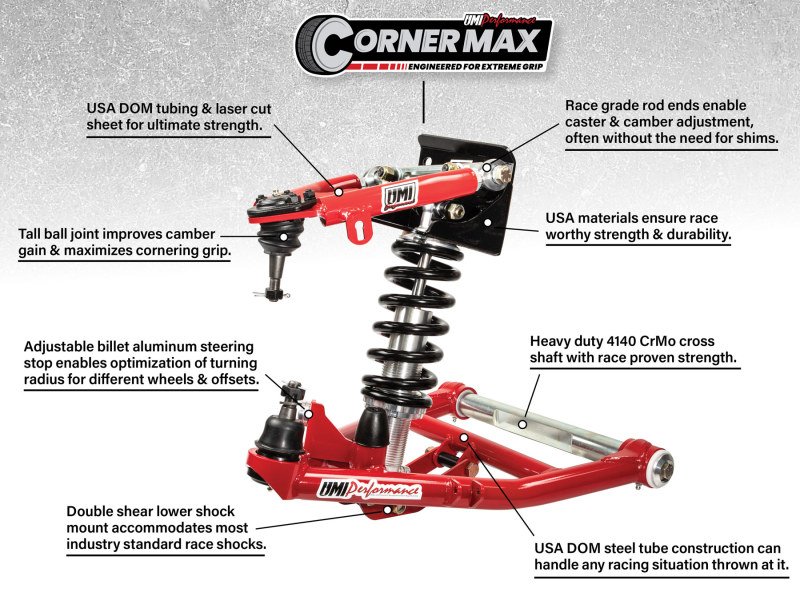 UMI Performance 73-87 GM C10 CornerMax A-Arm Kit - Red thumbnail 3