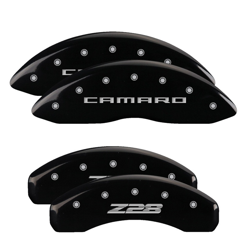 MGP Front set 2 Caliper Covers Engraved Front Bowtie Yellow finish black ch thumbnail 6