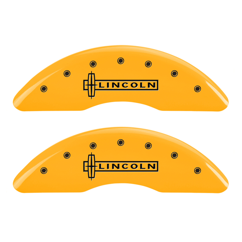 MGP 4 Caliper Covers Engraved Fr Lincoln Rr Star Logo Yellow Finish Blk Char 2009 Lincoln Navigator thumbnail 4