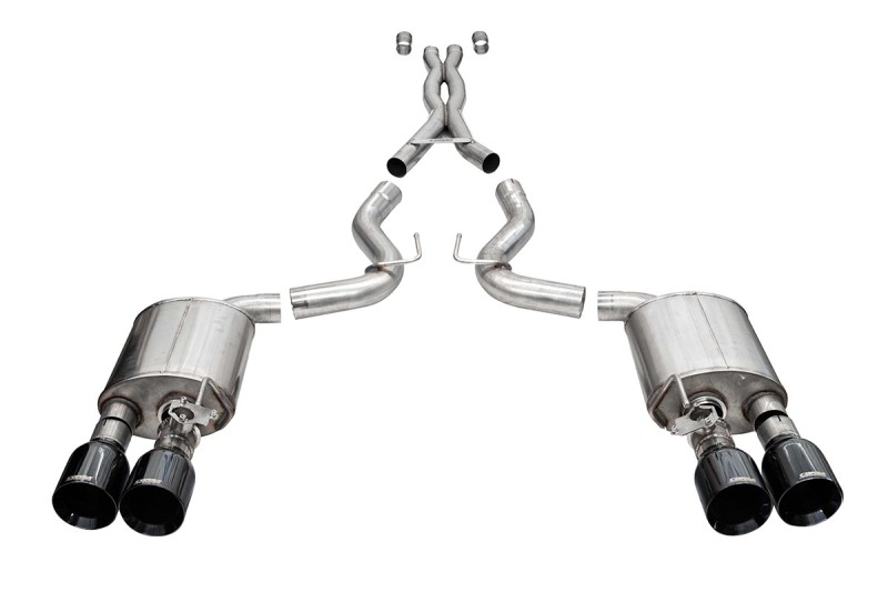 Corsa 20-22 Ford Mustang GT500 3.0in Dual Rear Exit Catback w/ Twin 5.0in Blk Straight Cut Pro Tips