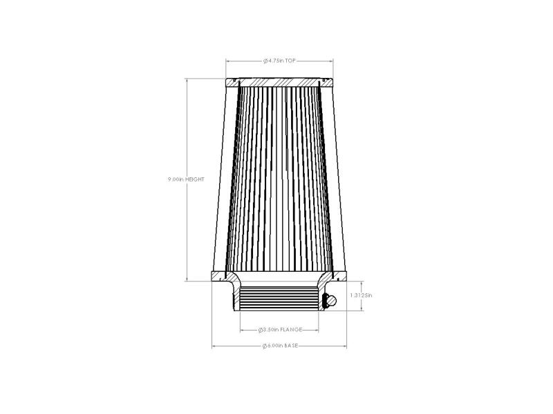 aFe POWER Universal Clamp-On Air Filter w/ D2 Dura-Dry Media - 3-1/2in F x 6in B x 4-3/4in T x 9in H thumbnail 6