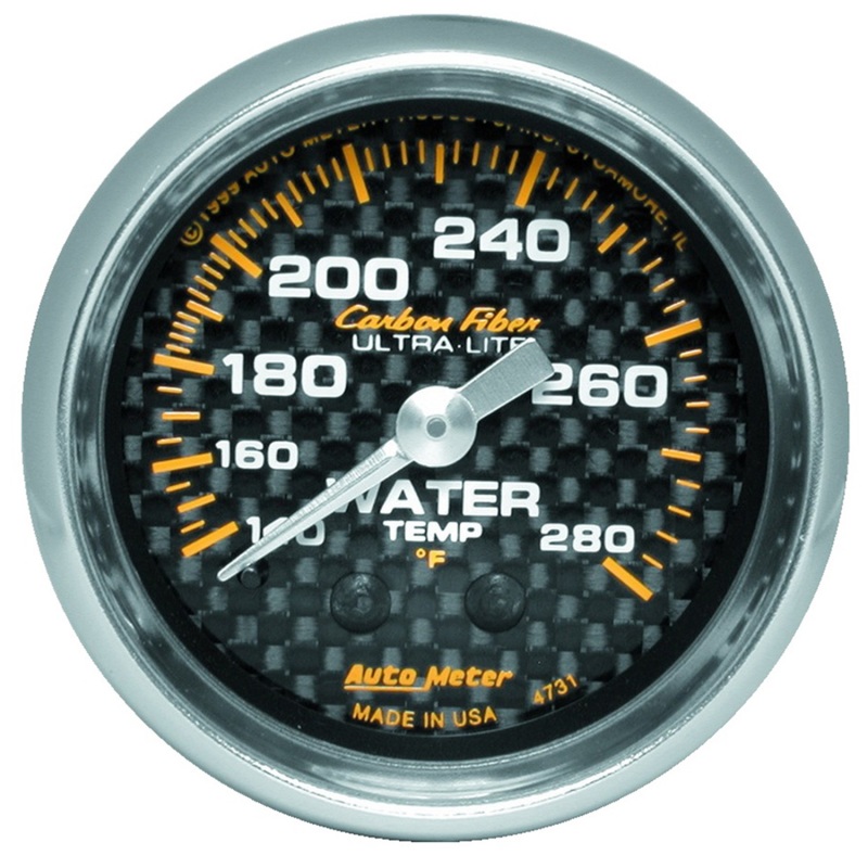 Autometer Carbon Fiber 52mm Water Temperature Gauge