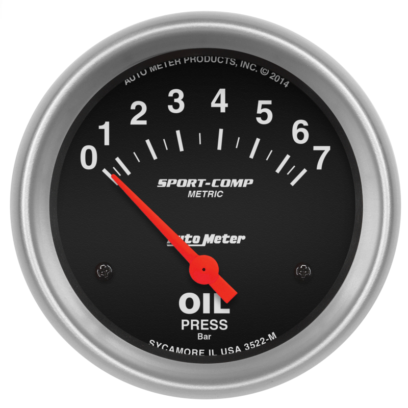 Autometer Sport-Comp 66.7mm 0-7 BAR Short Sweep Electronic Oil Pressure Gauge thumbnail 4