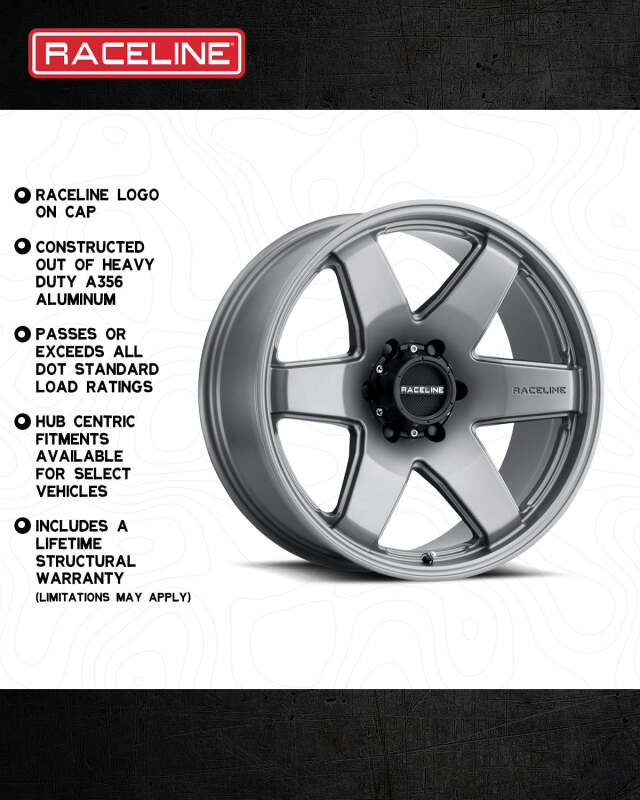 Raceline 942GS Addict 18x8in / 6x120 BP / 35mm Offset / 67.1mm Bore - Greystone Wheel thumbnail 7