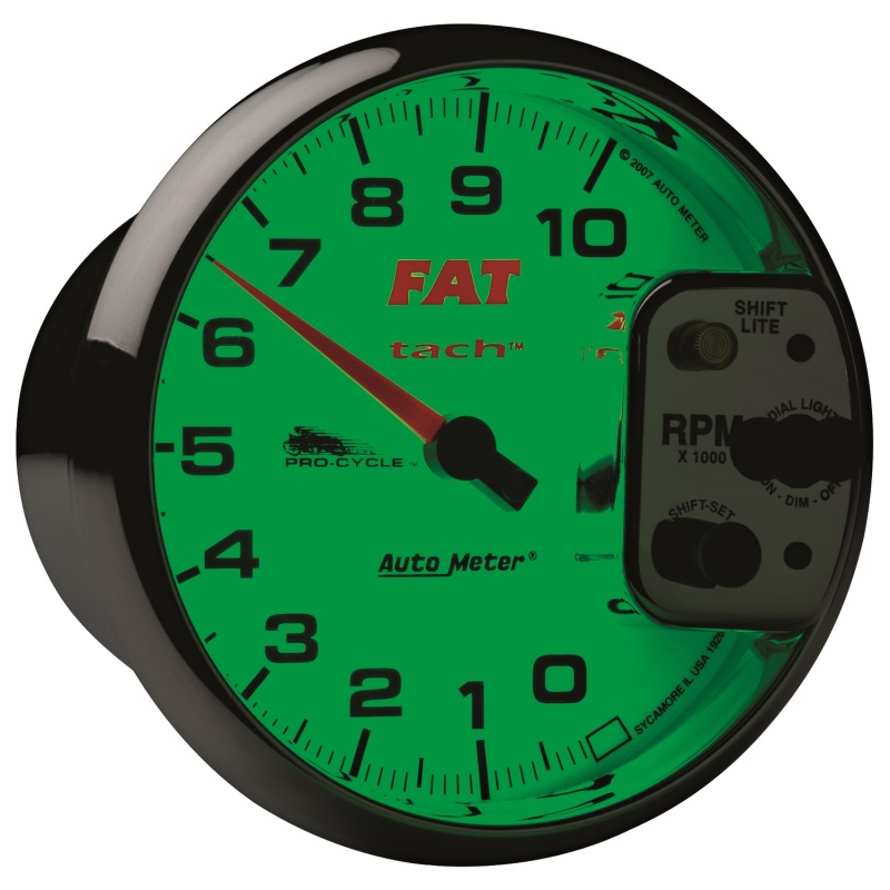 Autometer Pro-Cycle Gauge Tach 5in 10K Rpm Shift- Lite 2&4 Cylinder White Fat Tach thumbnail 9