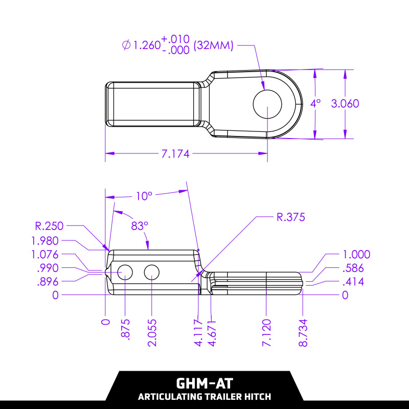 Gen-Y 2in Shank 4500 KG Australian Tounge/Ball Mount 32mm Hole Articulating Trailer Hitch