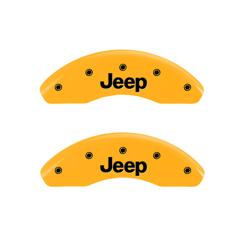 MGP 4 Caliper Covers Engraved Front JEEP Engraved Rear JEEP Grill logo Yellow finish black ch thumbnail 5