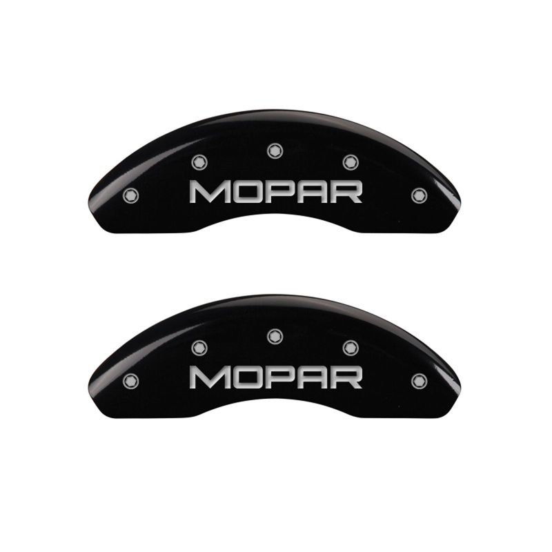 MGP 4 Caliper Covers Engraved Front & Rear MOPAR Black finish silver ch thumbnail 6