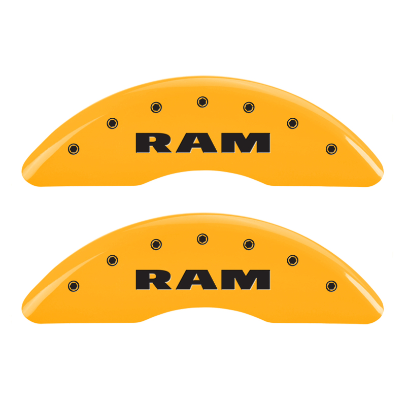 MGP 4 Caliper Covers Engraved Front Ram Rear Ramhead Yellow Finish Black Char 2010 Dodge Ram 2500 thumbnail 4