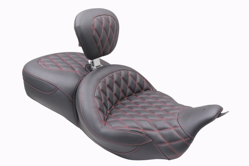 Mustang 08-25 Harley FL Touring Rd King Sp, Rd Glide Ltd, Dble Diamond ST Backrest - Black/AB