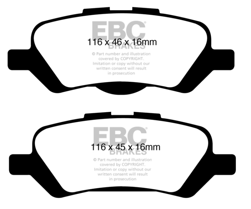 EBC 08+ Toyota Venza 2.7 Ultimax2 Rear Brake Pads thumbnail 6