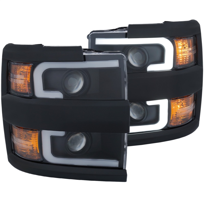 ANZO Projector Headlights With Plank Style Design Black w/Amber 15-17 Chevrolet Silverado 2500/3500 thumbnail 6