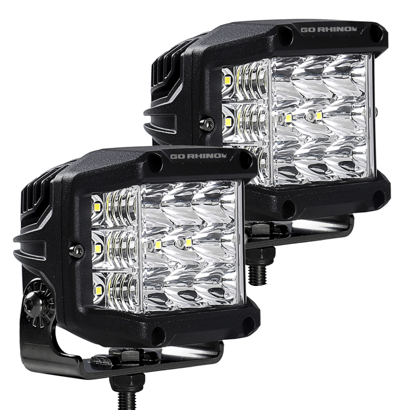Go Rhino Xplor Bright Series Sideline Cube LED Spot Light Kit (Surface Mount) 4x3 - Blk (Pair) thumbnail 3