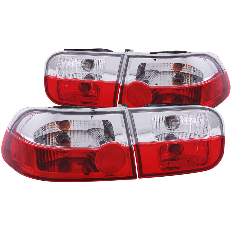 ANZO 1992-1995 Honda Civic Taillights Red/Clear thumbnail 6