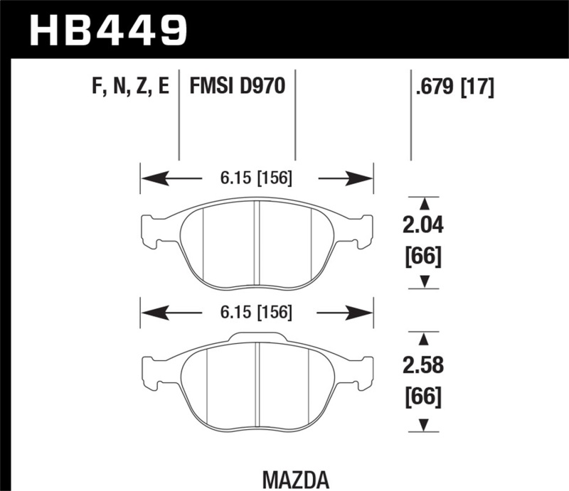 Hawk Performance HP Plus Brake Pads HB449N.679 Pads, Plus, Front, Ford, Set thumbnail 4