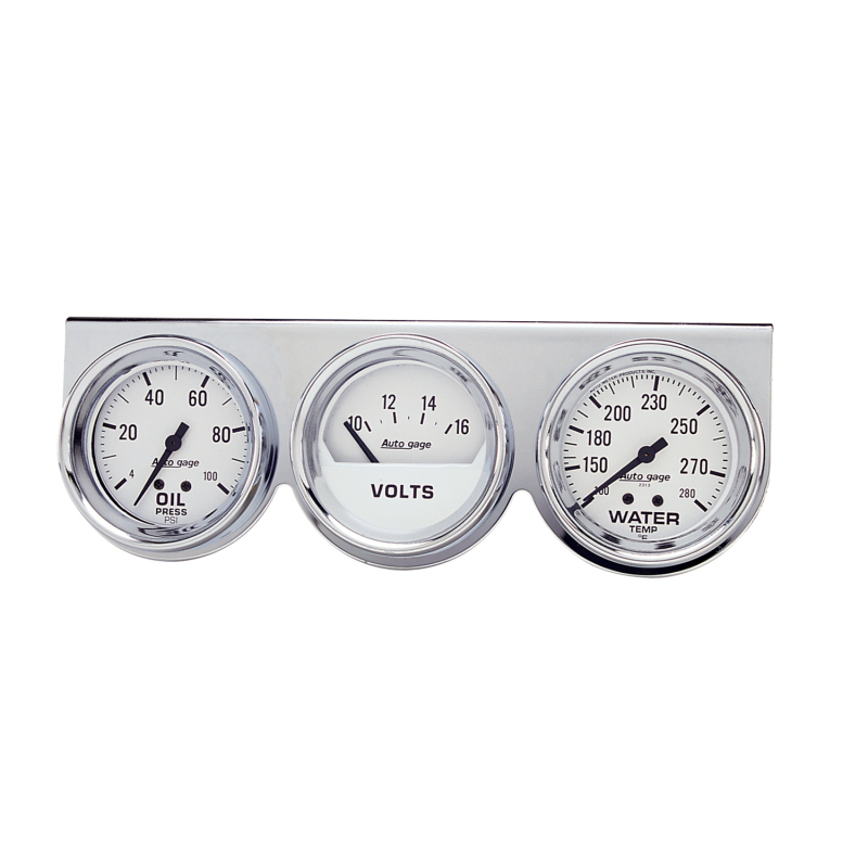 Autometer AutoGage 2-5/8in 0-100 PSI Oil Press/ 16 Volt / 130-280 Deg Water Temp - Chrome Bezel thumbnail 5