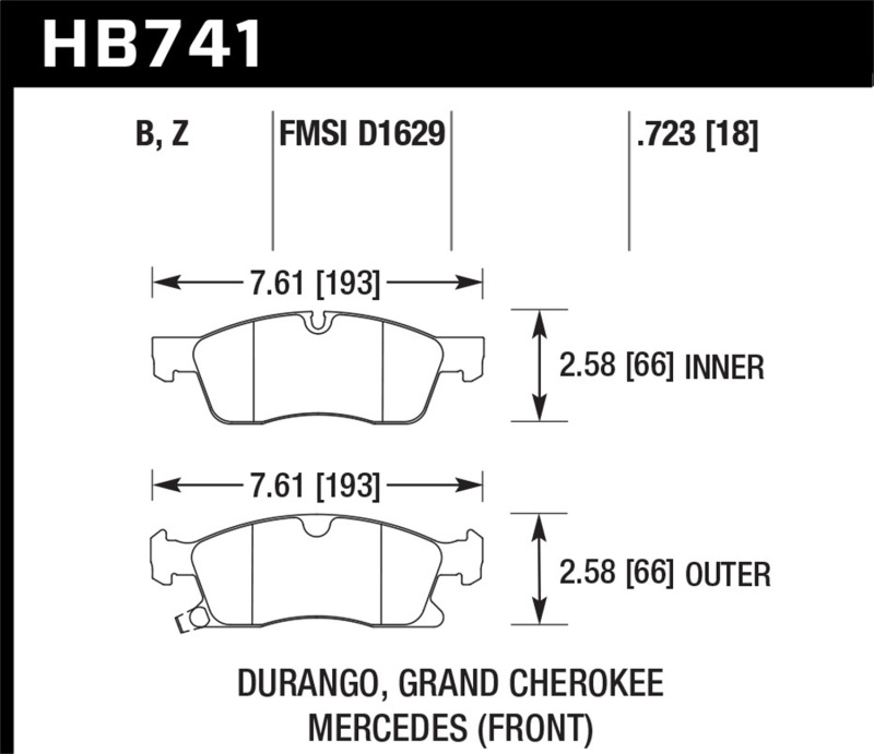 Hawk 13-15 Mercedes-Benz GL350/450 12-15 ML350 2015 ML250 HPS 5.0 Front Brake Pads thumbnail 2