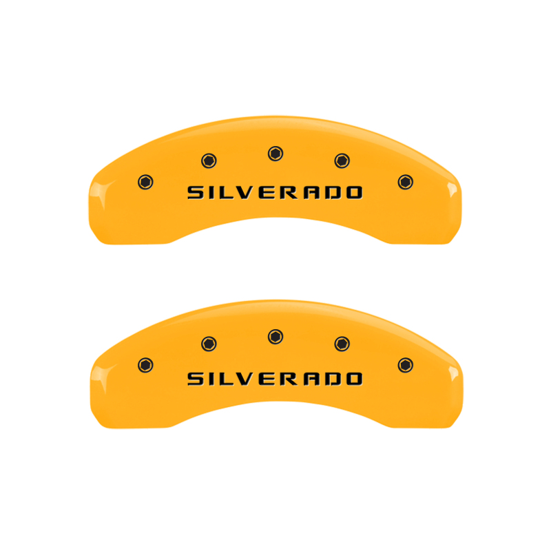 MGP 4 Caliper Covers Engraved Front & Rear Silverado Yellow Finish Blk Char 02 Chevy Avalanche 2500 thumbnail 9