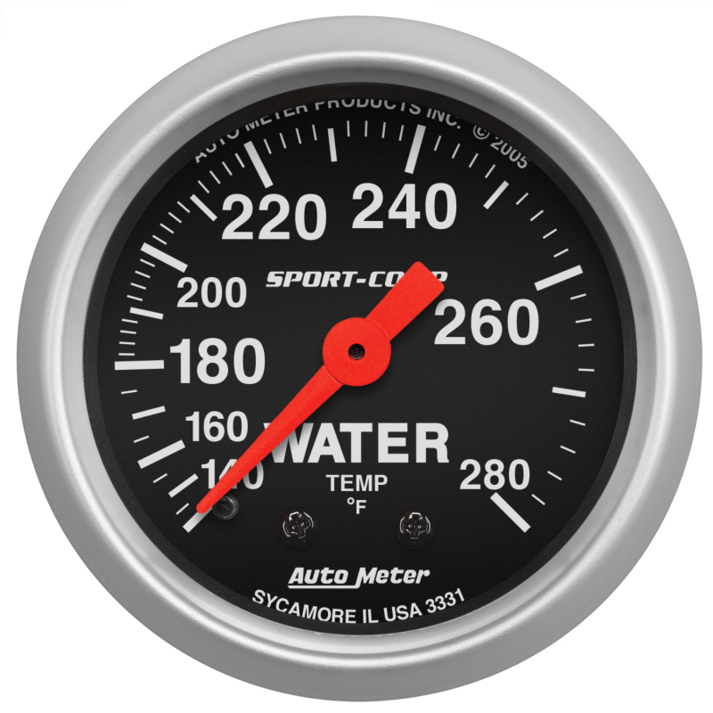 Autometer 2-1/16in 140-280 Degree F Mechanical Water Temp Sport-Comp Gauge thumbnail 2