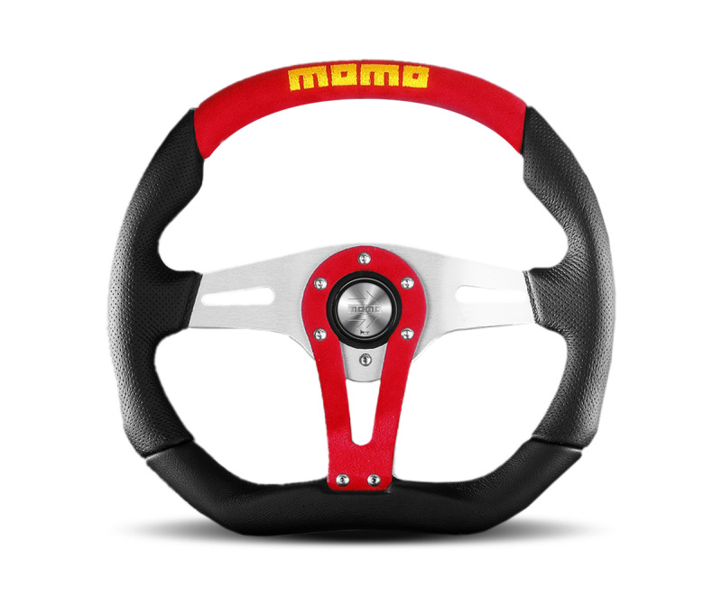 Momo Tuner Steering Wheel 350 mm - Black Leather/Red Stitch/Black Spokes