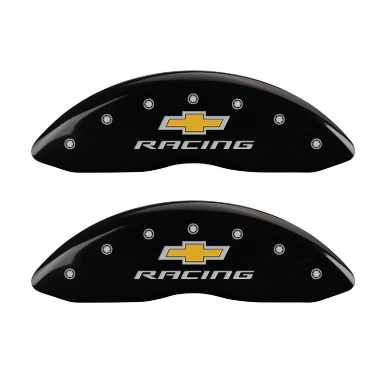 MGP 4 Caliper Covers Engraved Front & Rear Chevy Racing Black Finish Silver Char 2016 Chevrolet SS thumbnail 7