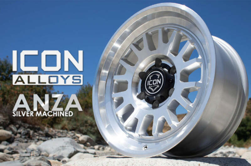 ICON Anza 17x8.5 / 6x5.5 / 25mm / 5.75in BS Silver Machined Wheel thumbnail 2