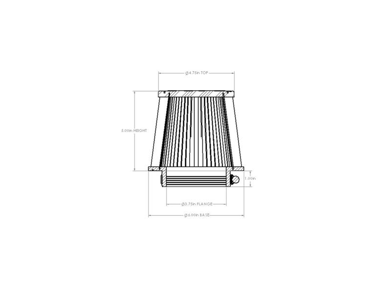 aFe POWER Universal Clamp-On Air Filter w/ D2 Dura-Dry Media - 3-3/4in F x 6in B x 4-3/4in T x 5in H thumbnail 6