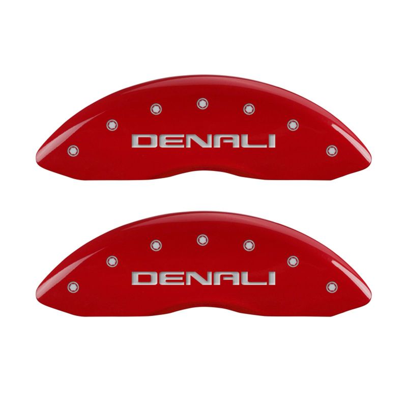 MGP 4 Caliper Covers Engraved Front & Rear Denali Red Finish Silver Char 2018 GMC Canyon thumbnail 7