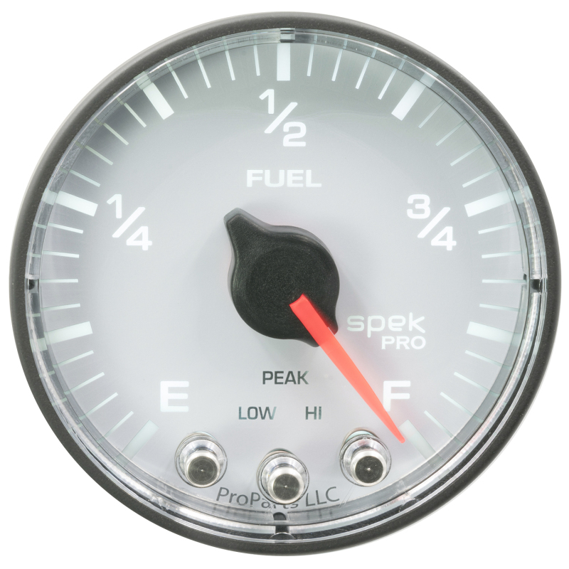 Autometer Spek-Pro Gauge Fuel Level 2 1/16in 0-270 Programmable Wht/Blk