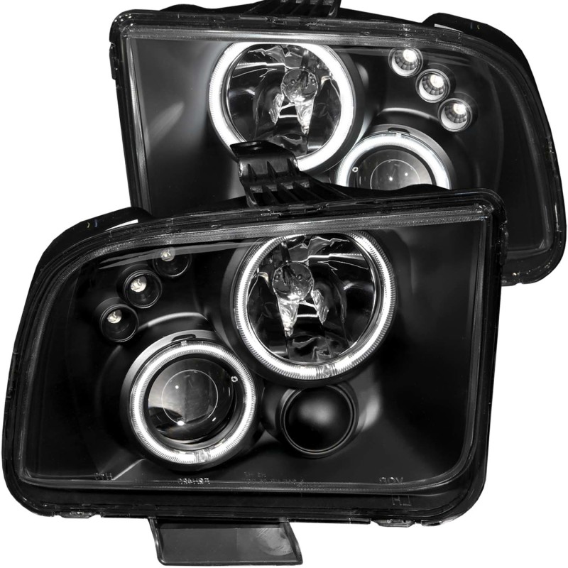 ANZO 2005-2009 Ford Mustang Projector Headlights w/ Halo Black thumbnail 7
