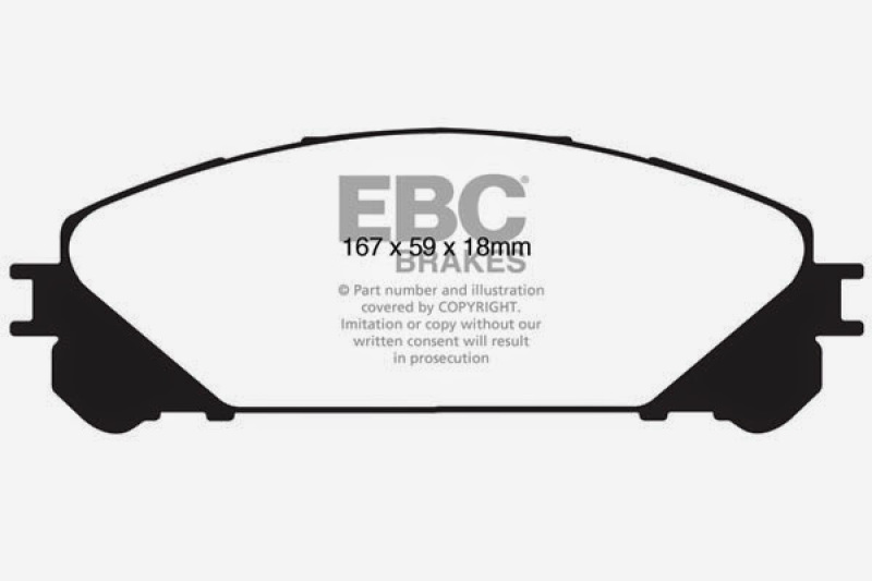 EBC 15+ Lexus NX200t 2.0 Turbo Ultimax2 Front Brake Pads thumbnail 2