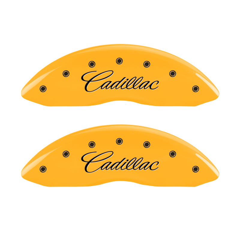 MGP 4 Caliper Covers Engraved F & R Cursive/Cadillac Yellow Finish Black Char 2010 Cadillac SRX thumbnail 7