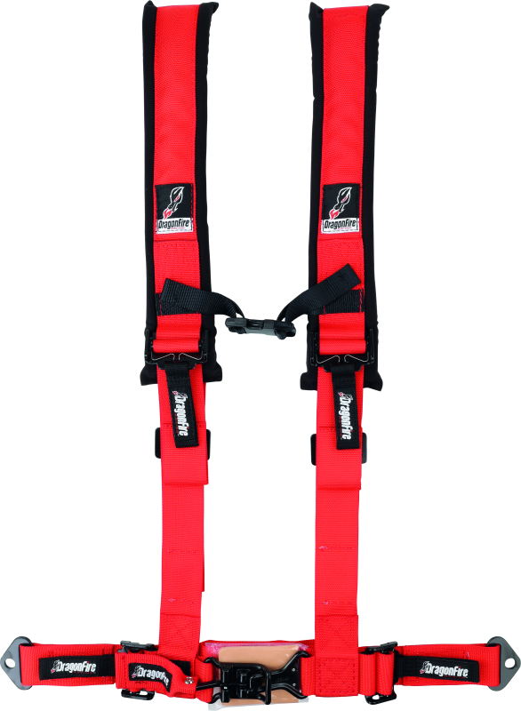 DragonFire Racing Harness- H-Style- 4-Point- 2in Buckle- Red thumbnail 3