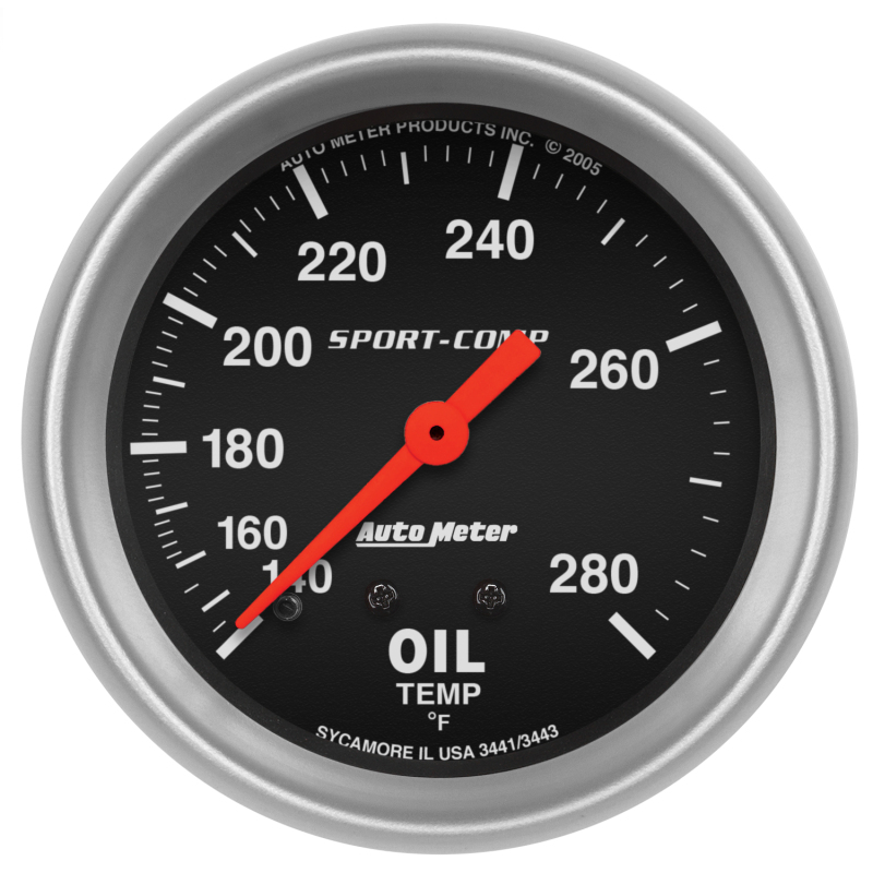 Autometer Sport-Comp 66.7mm 140-280 Degree F PSI Mechanical Oil Temperature Gauge thumbnail 4