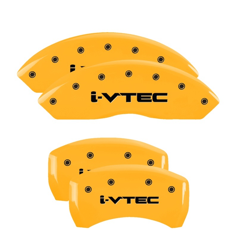 MGP 4 Caliper Covers Engraved Front & Rear I-Vtec Yellow Finish Black Char 2019 Acura RDX thumbnail 3