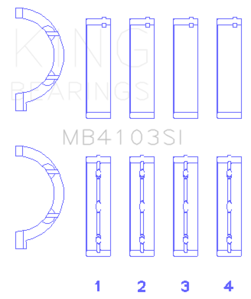 King Engine Bearings Chrysler 197 (Size .026) Crankshaft Main Bearings (Set of 4) thumbnail 4
