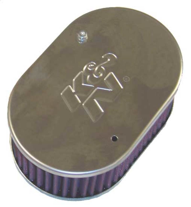 K&N Universal Custom Air Filter - Oval Shape 2in Neck Flange / 5.25in ID / 2.5in Height - Red thumbnail 2