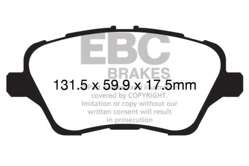 EBC 13-17 Ford Fiesta ST 1.6 Turbo Yellowstuff Front Brake Pads thumbnail 5