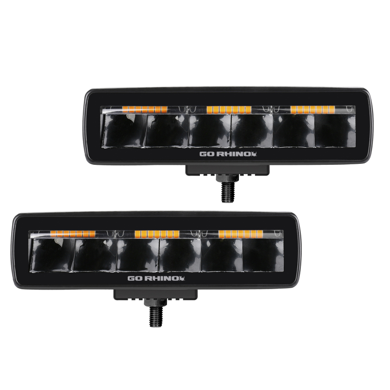 Go Rhino Xplor Blackout Combo Series Sixline LED Spot Lights w/Amber (Surface Mount) - Blk (Pair) thumbnail 2