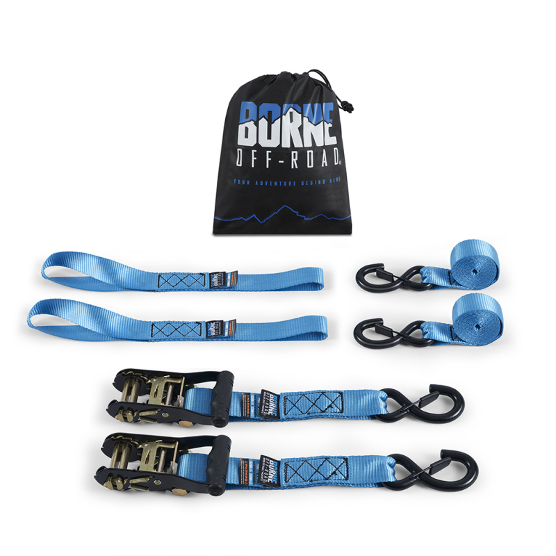 Borne Off-Road Heavy-Duty Ratchet Tie-Down Kit (2-Pack) - Blue thumbnail 9