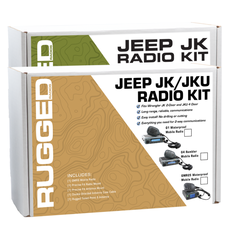 Rugged Radios 07-10 JK(2D) / 07-19 JKU(4D) 2-Way GMRS Radio Kit / 25 Watt - GMR25 Waterproof