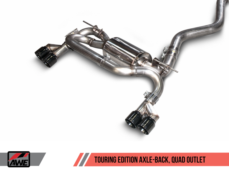 AWE Tuning BMW F3X N20/N26 328i/428i Touring Edition Exhaust Quad Outlet - 80mm Diamond Black Tips thumbnail 4