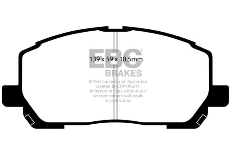 EBC 00-03 Toyota Highlander 2.4 2WD Yellowstuff Front Brake Pads thumbnail 4