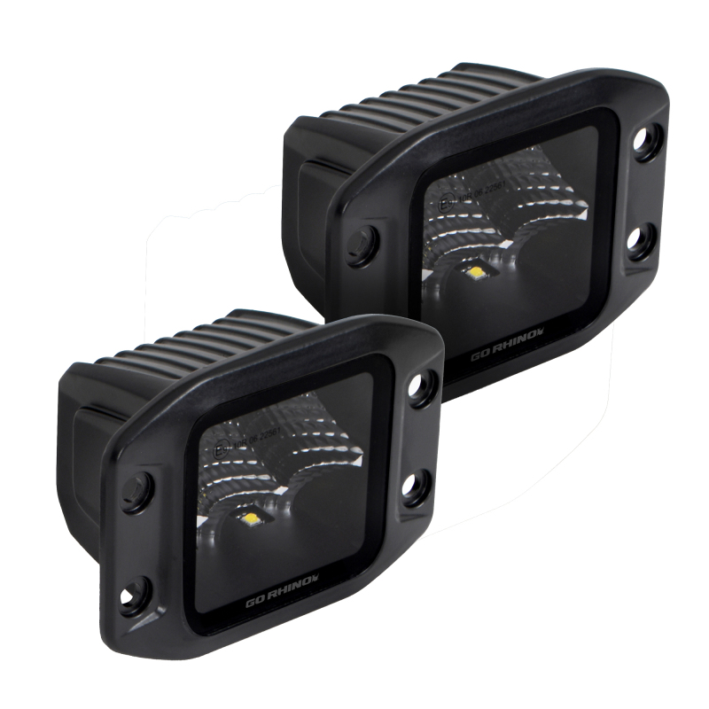 Go Rhino Xplor Blackout Series Cube LED Flood Light Kit (Flush Mount) 3x3 - Blk (Pair) thumbnail 8